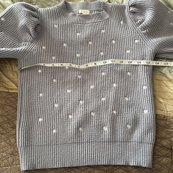 Debut | Dreamers Embroidered Polka Dot Pullover with Puff Sleeves Size S - Picture 9 of 10